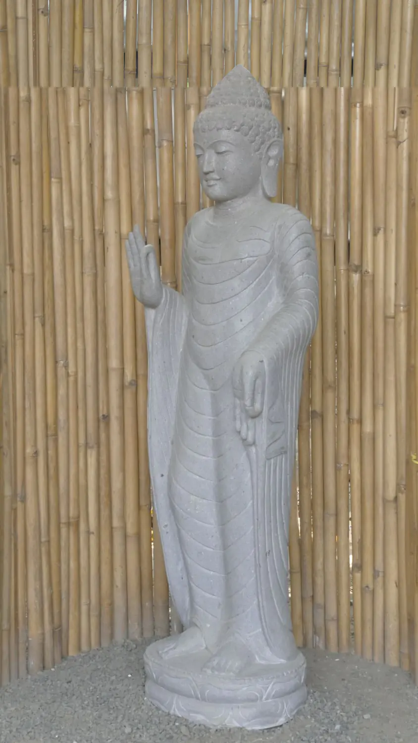  Product image 6 of the product “Standing Buddha - Abhaya mudra made of Riverstone, ca. 180 cm High ”